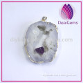 2016 New Fashion Natural Agate Geode Pendant with Gemstone crystal druzy